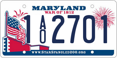 MD license plate 1AO2701