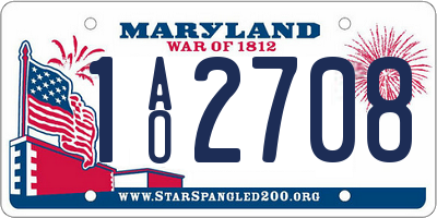 MD license plate 1AO2708