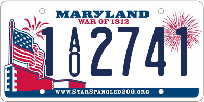 MD license plate 1AO2741