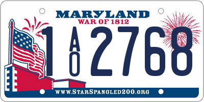 MD license plate 1AO2768