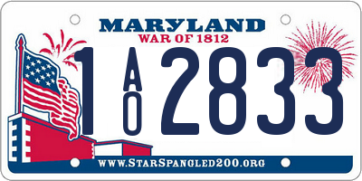 MD license plate 1AO2833