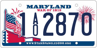 MD license plate 1AO2870