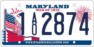 MD license plate 1AO2874