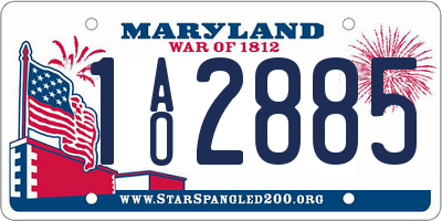 MD license plate 1AO2885