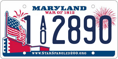 MD license plate 1AO2890