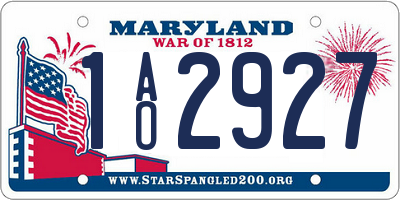 MD license plate 1AO2927