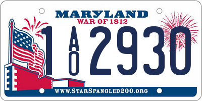 MD license plate 1AO2930