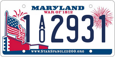MD license plate 1AO2931