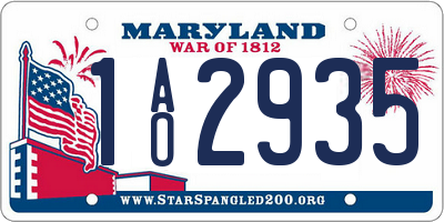 MD license plate 1AO2935