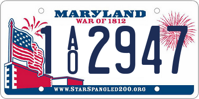 MD license plate 1AO2947