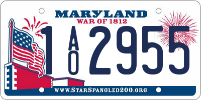 MD license plate 1AO2955