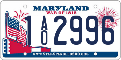 MD license plate 1AO2996