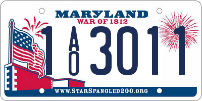 MD license plate 1AO3011