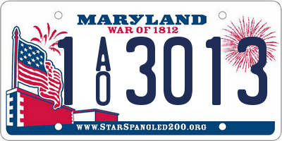 MD license plate 1AO3013