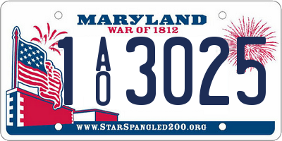MD license plate 1AO3025