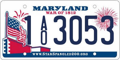 MD license plate 1AO3053