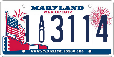 MD license plate 1AO3114