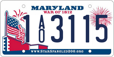 MD license plate 1AO3115