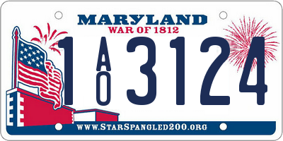 MD license plate 1AO3124