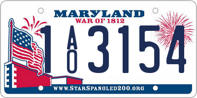 MD license plate 1AO3154