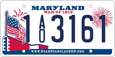 MD license plate 1AO3161