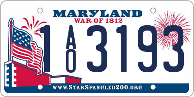 MD license plate 1AO3193