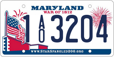 MD license plate 1AO3204