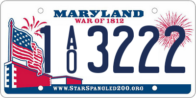 MD license plate 1AO3222
