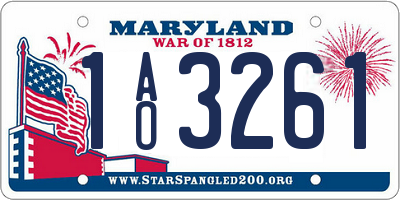 MD license plate 1AO3261