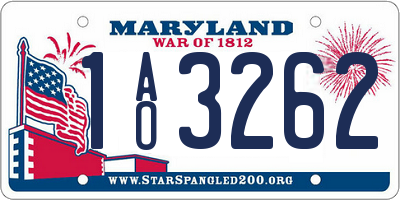 MD license plate 1AO3262