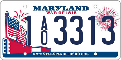 MD license plate 1AO3313