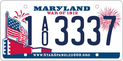 MD license plate 1AO3337