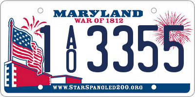 MD license plate 1AO3355
