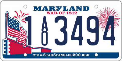 MD license plate 1AO3494