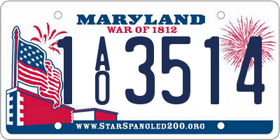 MD license plate 1AO3514
