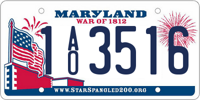 MD license plate 1AO3516