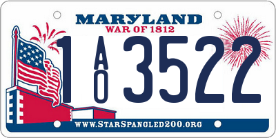 MD license plate 1AO3522