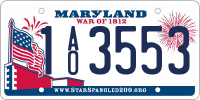MD license plate 1AO3553