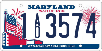MD license plate 1AO3574