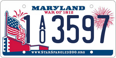 MD license plate 1AO3597