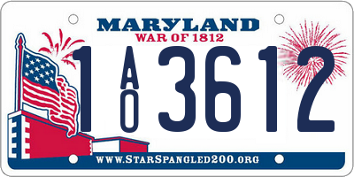 MD license plate 1AO3612