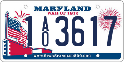 MD license plate 1AO3617