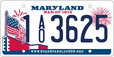 MD license plate 1AO3625