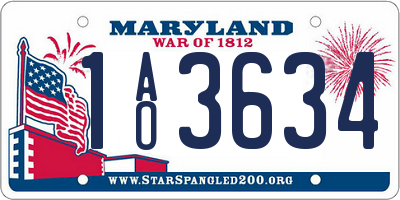 MD license plate 1AO3634