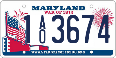 MD license plate 1AO3674