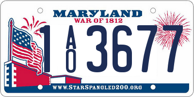 MD license plate 1AO3677