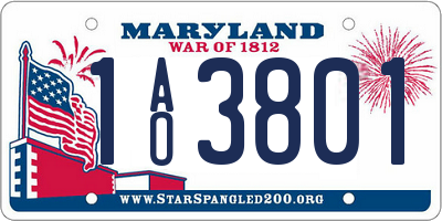 MD license plate 1AO3801