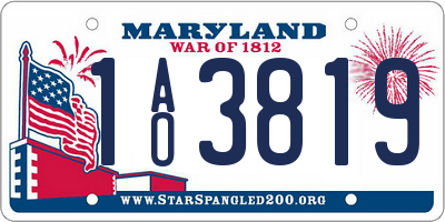 MD license plate 1AO3819
