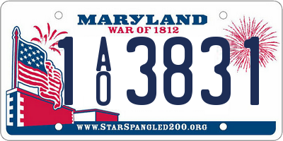 MD license plate 1AO3831