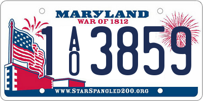 MD license plate 1AO3859